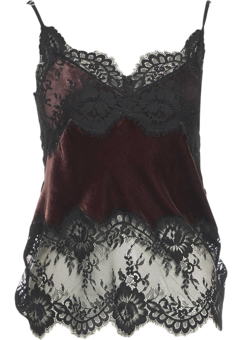 Maiouri Herskind Velvet and lace top Gilly Brown Femei (BM 19035460) 2