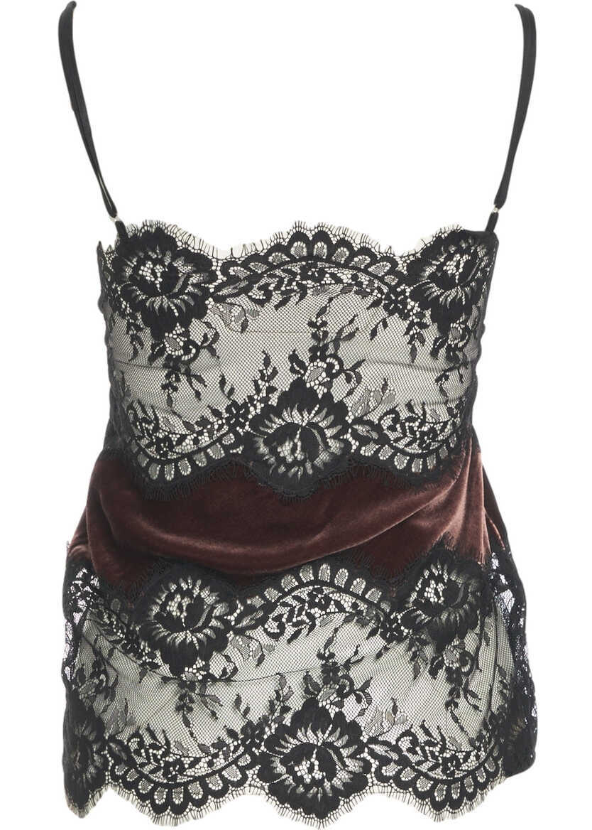 Maiouri Herskind Velvet and lace top Gilly Brown Femei (BM 19035460) 3