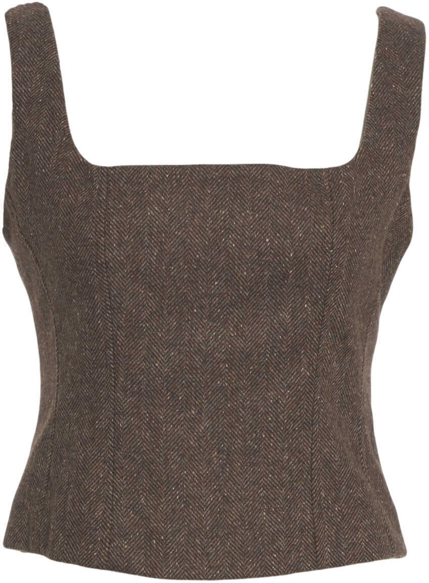 Maiouri Otto d ame Bustier top with square neckline Brown Femei (BM 19035553) 1