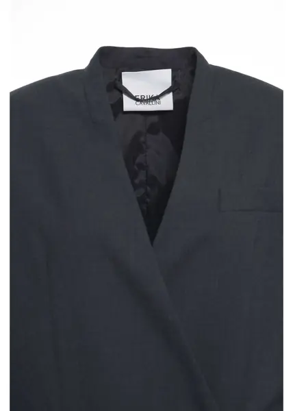 Sacouri Erika Cavallini Double-breasted blazer Glen Blue Femei (BM 19035565) 4