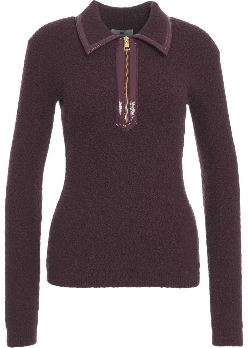 Tricouri Polo Elisabetta Franchi Boucl knit polo Red Femei (BM 19035571) 2