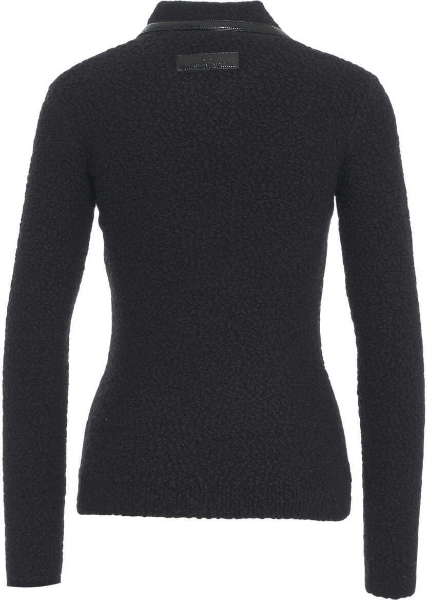 Tricouri Polo Elisabetta Franchi Boucl knit polo Black Femei (BM 19035571) 4