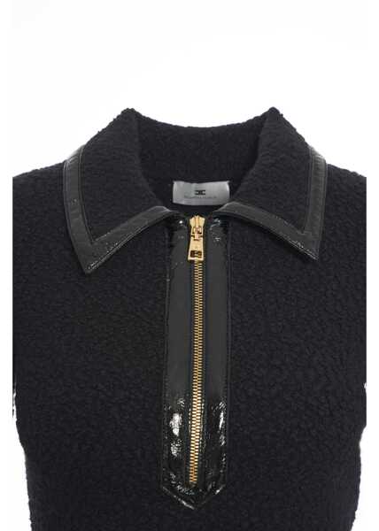 Tricouri Polo Elisabetta Franchi Boucl knit polo Black Femei (BM 19035571) 5