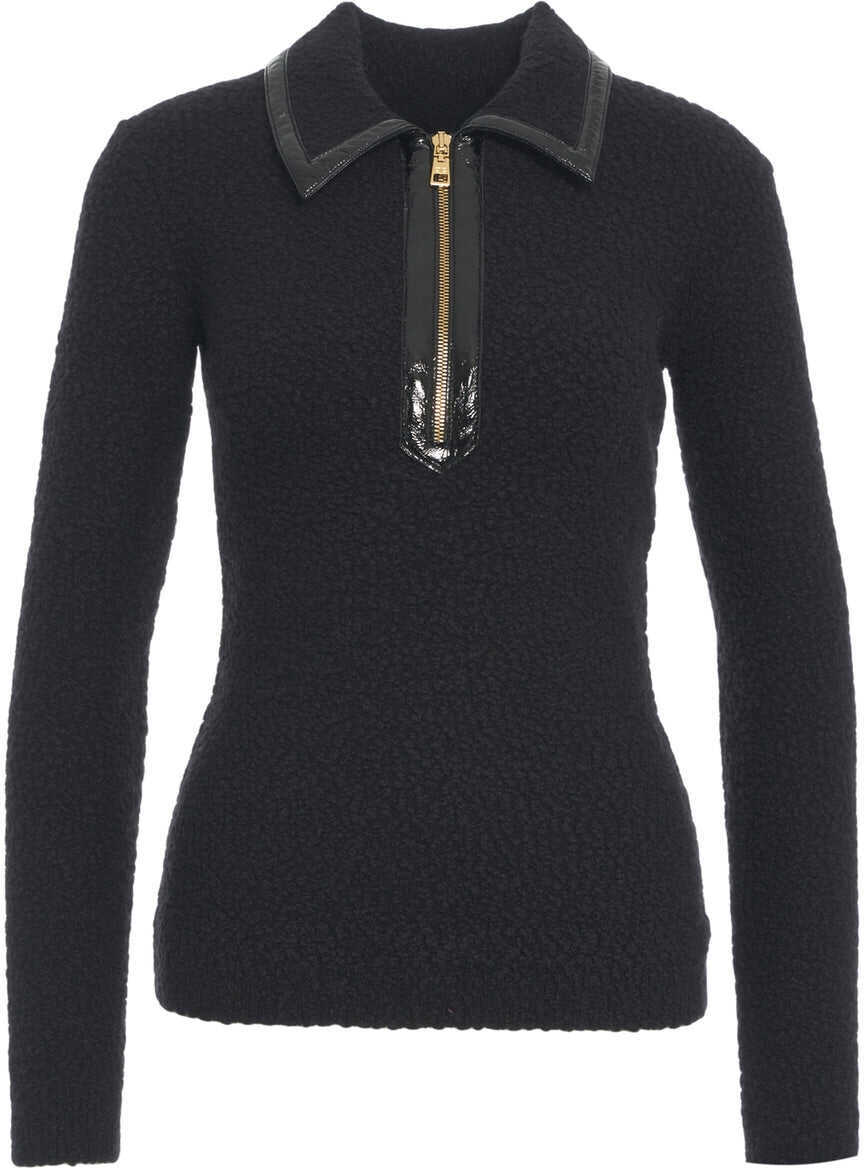 Tricouri Polo Elisabetta Franchi Boucl knit polo Black Femei (BM 19035571) 1