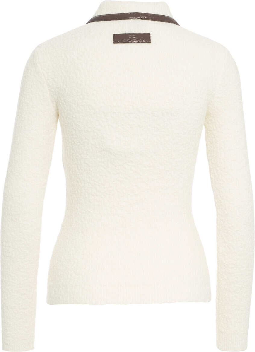 Tricouri Polo Elisabetta Franchi Boucl knit polo White Femei (BM 19035571) 5