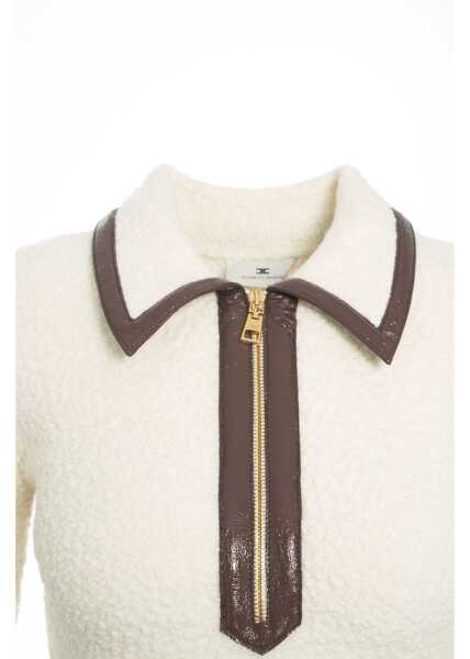 Tricouri Polo Elisabetta Franchi Boucl knit polo White Femei (BM 19035571) 6