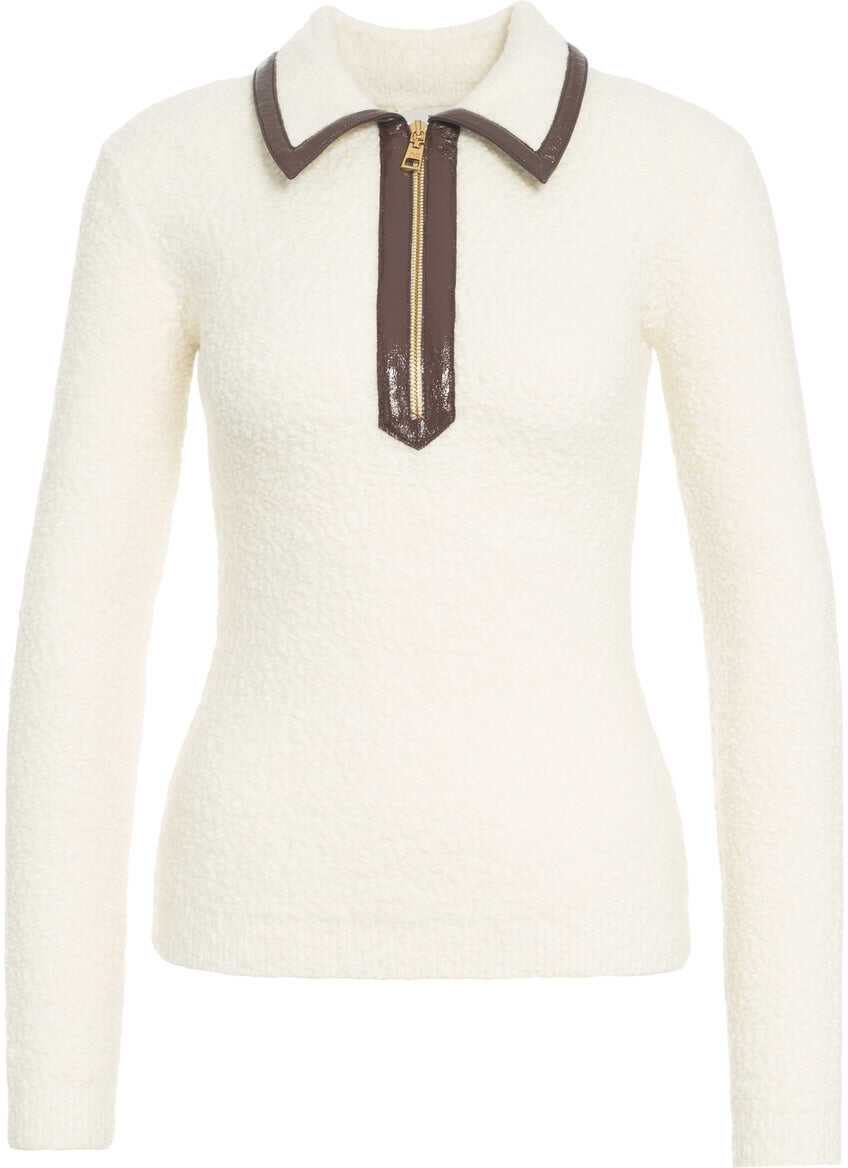 Tricouri Polo Elisabetta Franchi Boucl knit polo White Femei (BM 19035571) 1