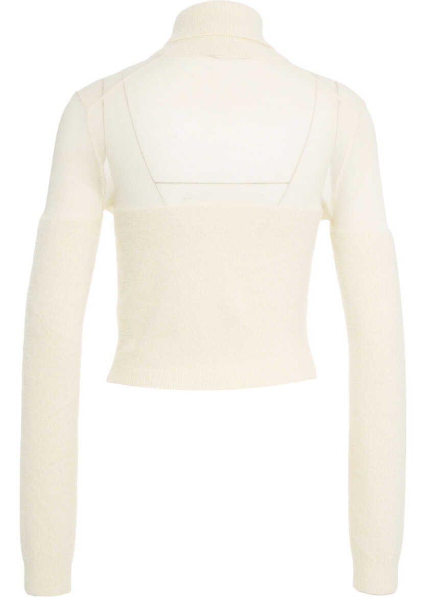 Pulovere Elisabetta Franchi Turtleneck sweater with logo charm White Femei (BM 19035574) 3
