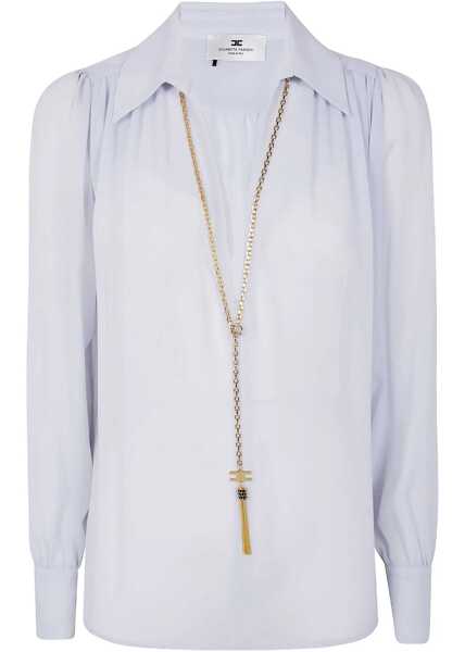 Bluze Elisabetta Franchi Blouse with chain detail Blue Femei (BM 19035577) 1