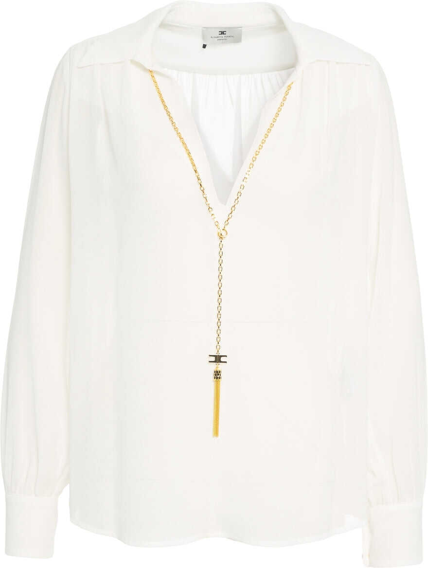 Bluze Elisabetta Franchi Blouse with chain detail White Femei (BM 19035577) 2