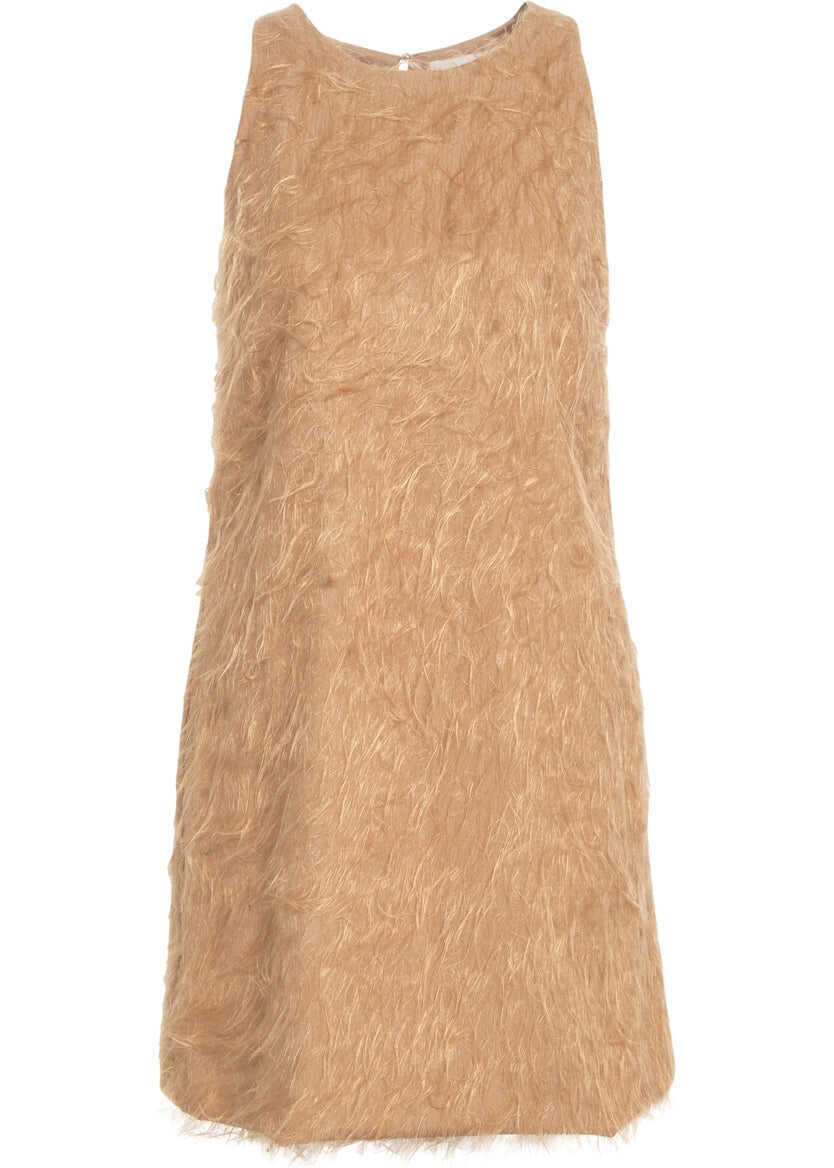 Rochii scurte Otto d ame Faux fur mini dress Brown Femei (BM 19035619) 2