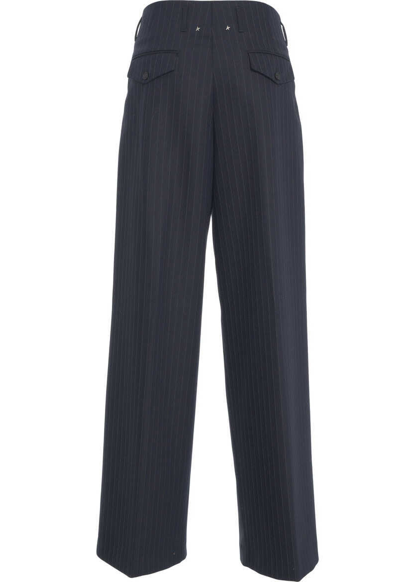 Pantaloni casual Golden Goose Pinstripe pants Flavia Blue Femei (BM 19035721) 4