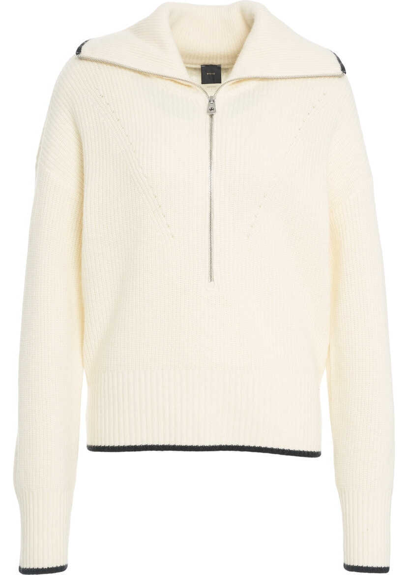 Pulovere Pinko Knit sweater with zipper Folegandros White Femei (BM 19035745) 2
