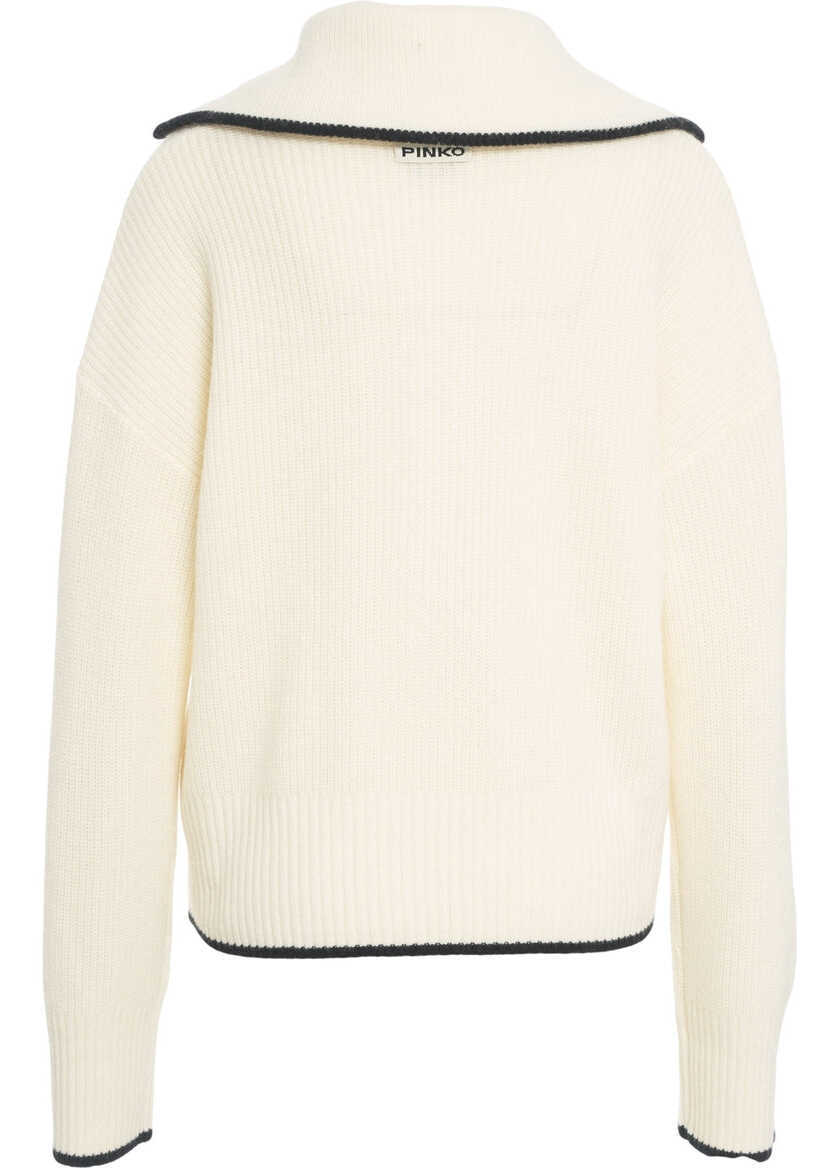Pulovere Pinko Knit sweater with zipper Folegandros White Femei (BM 19035745) 3
