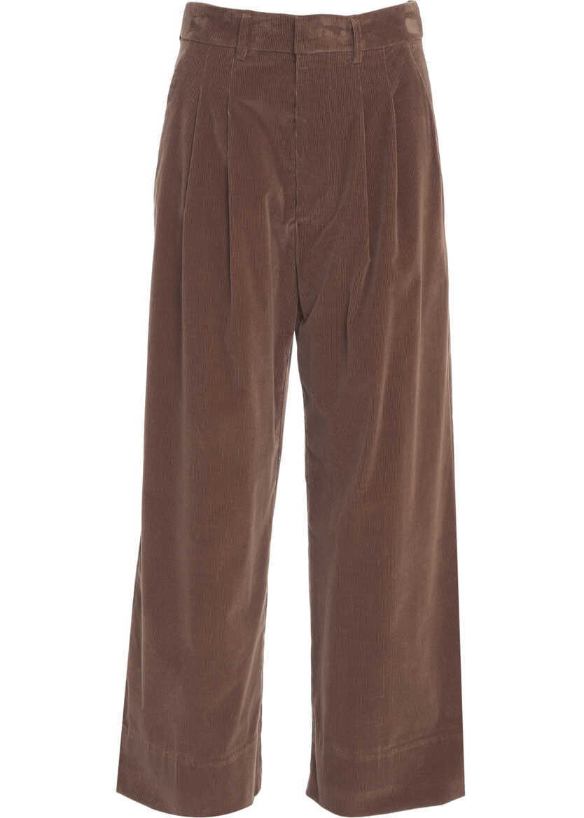 Pantaloni office Dondup Pleated pants Eloise Brown Femei (BM 19035778) 4