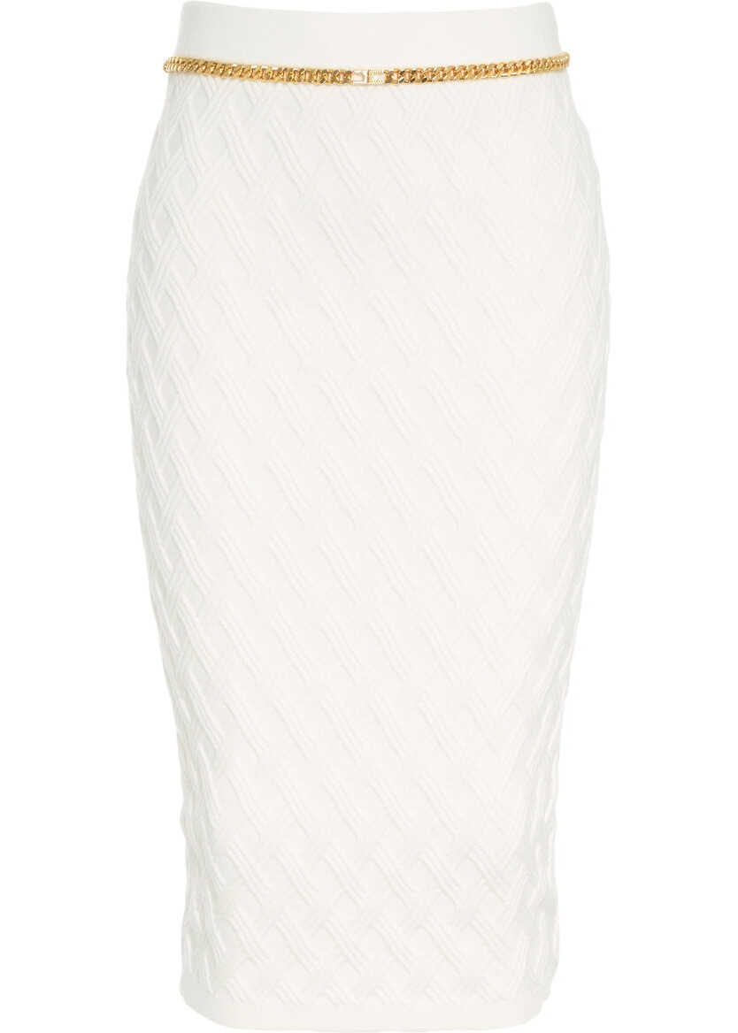 Fuste lungi Elisabetta Franchi Knit skirt with chain detail White Femei (BM 19035790) 2