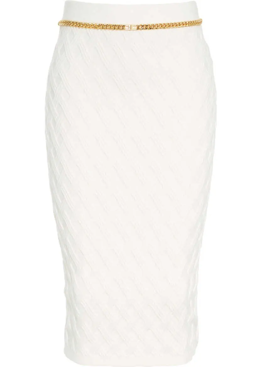Fuste lungi Elisabetta Franchi Knit skirt with chain detail White Femei (BM 19035790) 1