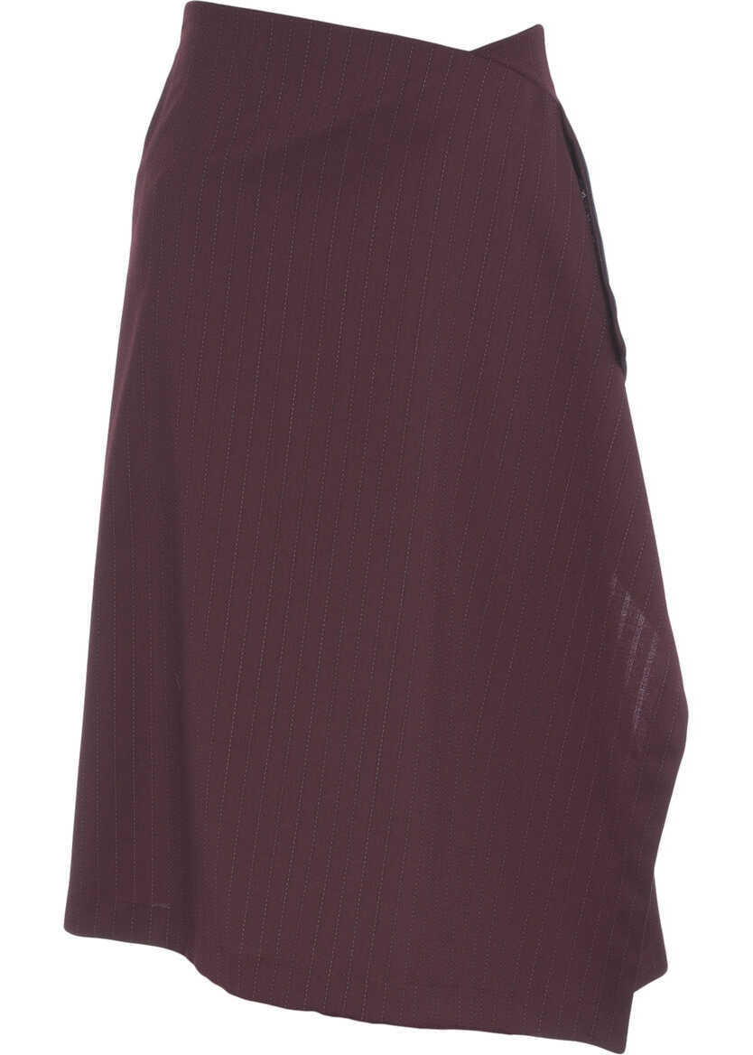Fuste lungi Otto d ame Midi skirt with pinstripes Red Femei (BM 19035808) 2