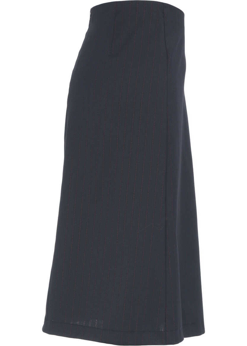 Fuste lungi Otto d ame Midi skirt with pinstripes Blue Femei (BM 19035808) 3