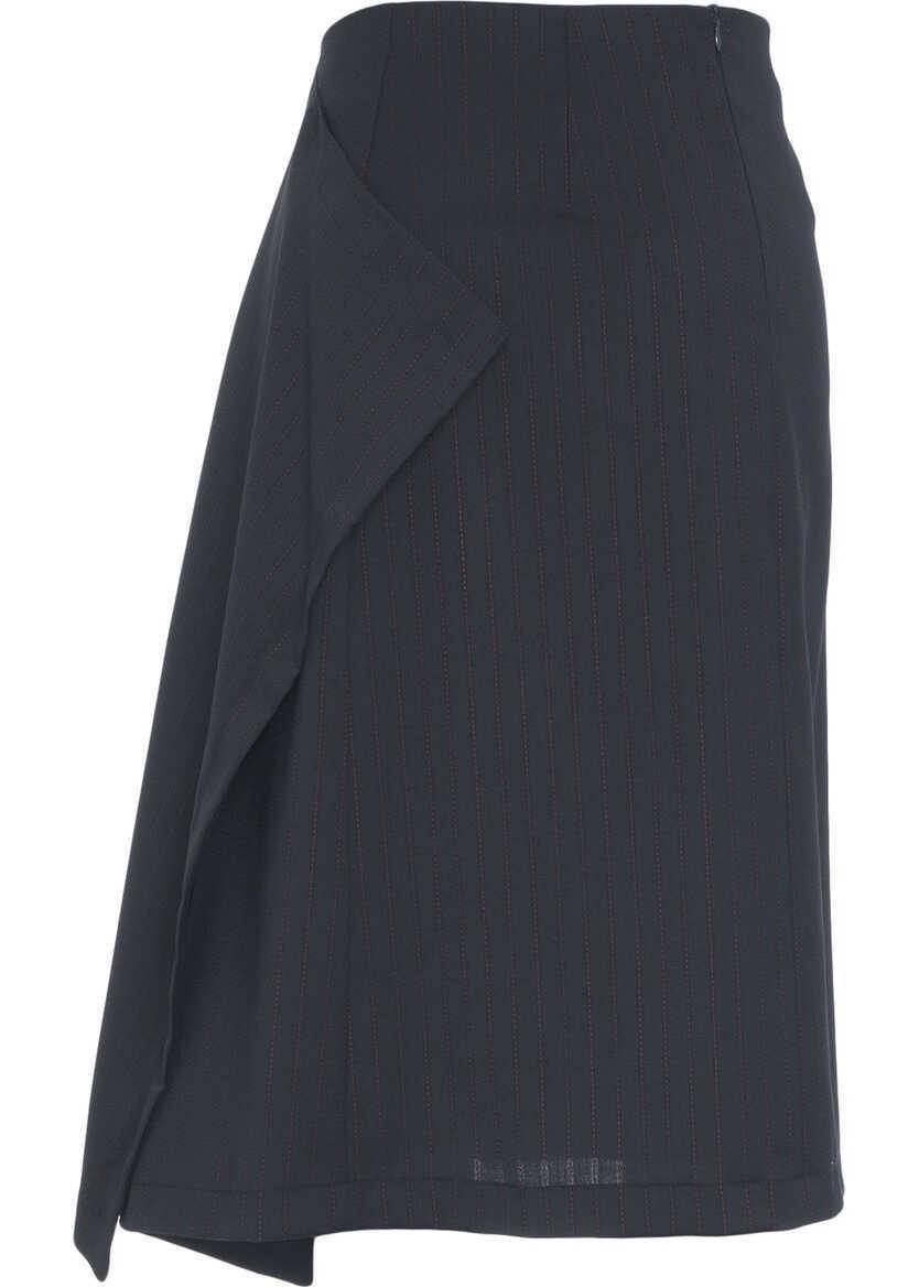 Fuste lungi Otto d ame Midi skirt with pinstripes Blue Femei (BM 19035808) 4