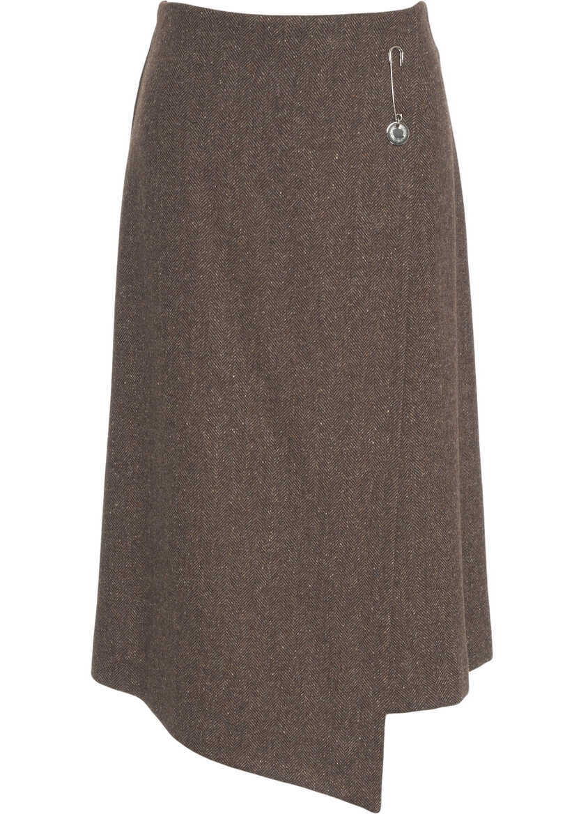 Fuste lungi Otto d ame Midi skirt with brooch Brown Femei (BM 19035814) 1