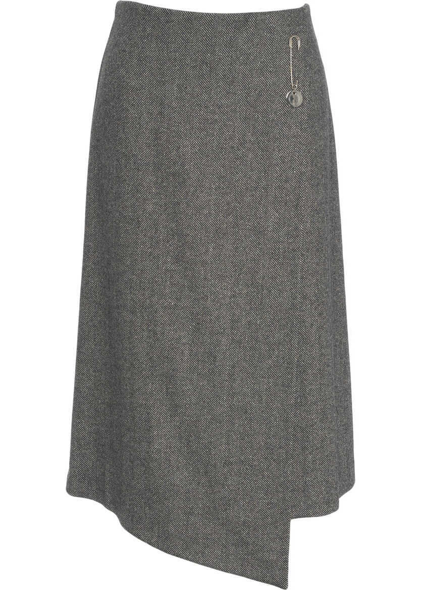 Fuste lungi Otto d ame Midi skirt with brooch Grey Femei (BM 19035814) 2