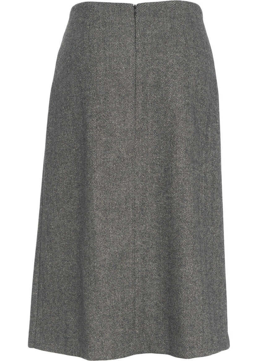 Fuste lungi Otto d ame Midi skirt with brooch Grey Femei (BM 19035814) 4