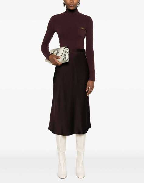 Rochii lungi Elisabetta Franchi Midi dress with high neck Purple Femei (BM 19035937) 2