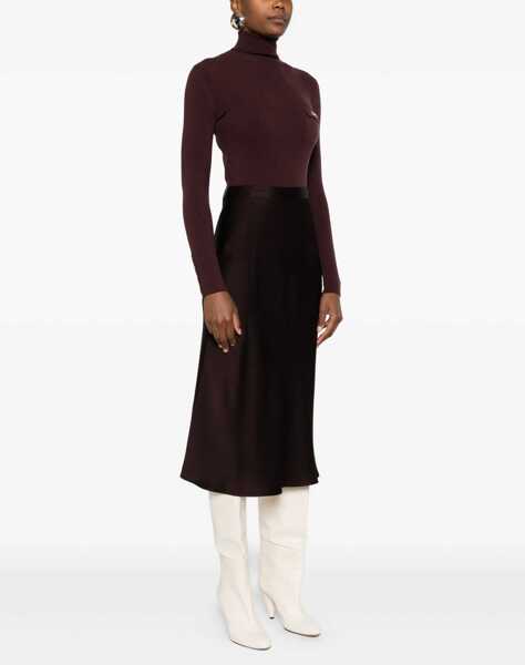 Rochii lungi Elisabetta Franchi Midi dress with high neck Purple Femei (BM 19035937) 3