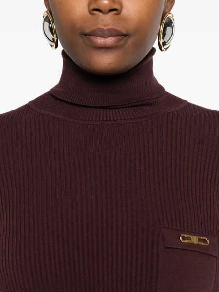 Rochii lungi Elisabetta Franchi Midi dress with high neck Purple Femei (BM 19035937) 5