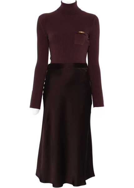Rochii lungi Elisabetta Franchi Midi dress with high neck Purple Femei (BM 19035937) 1