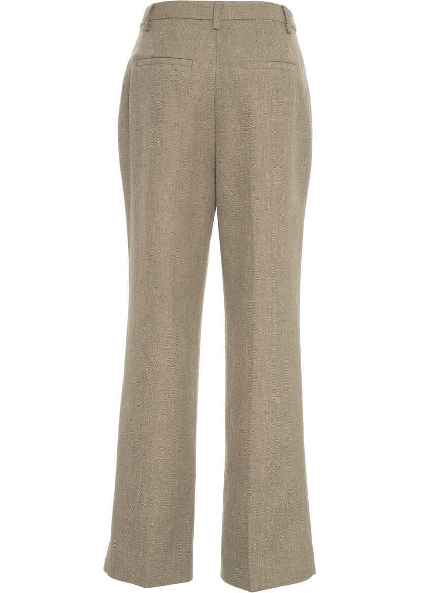 Pantaloni office Second Female Pleated pants Rosaria Brown Femei (BM 19035943) 4