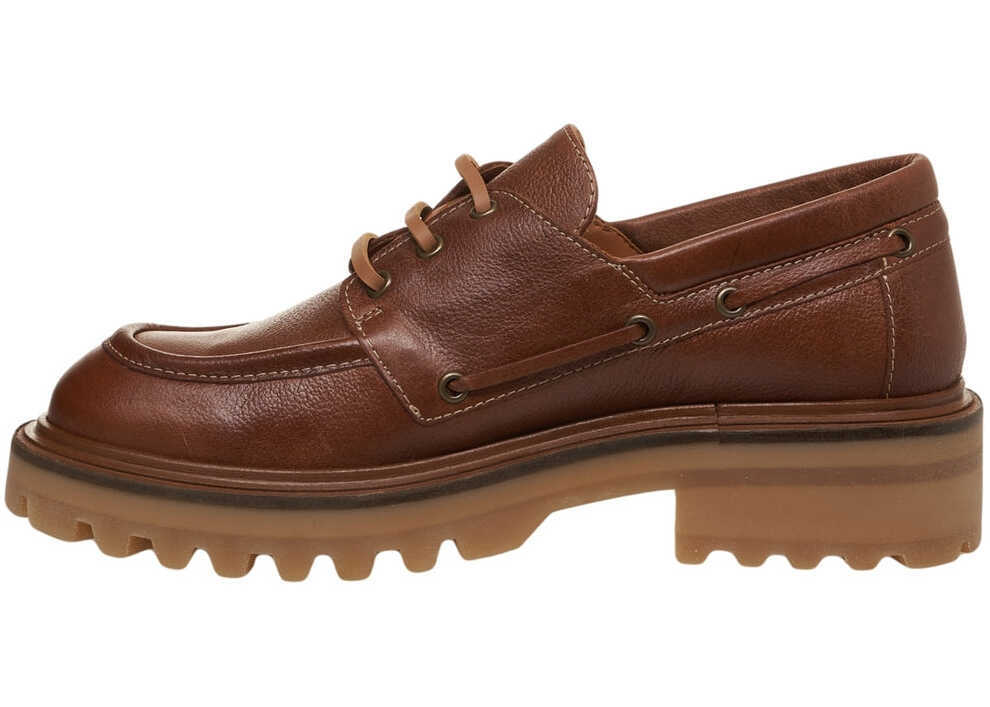 Mocasini Billi Bi Lace-up shoes in grained leather Brown Femei (BM 19035961) 4