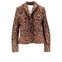 Geci La Rose Giacca Sciancrata In Pelle Di Vitello Stampa Cavallino Femei