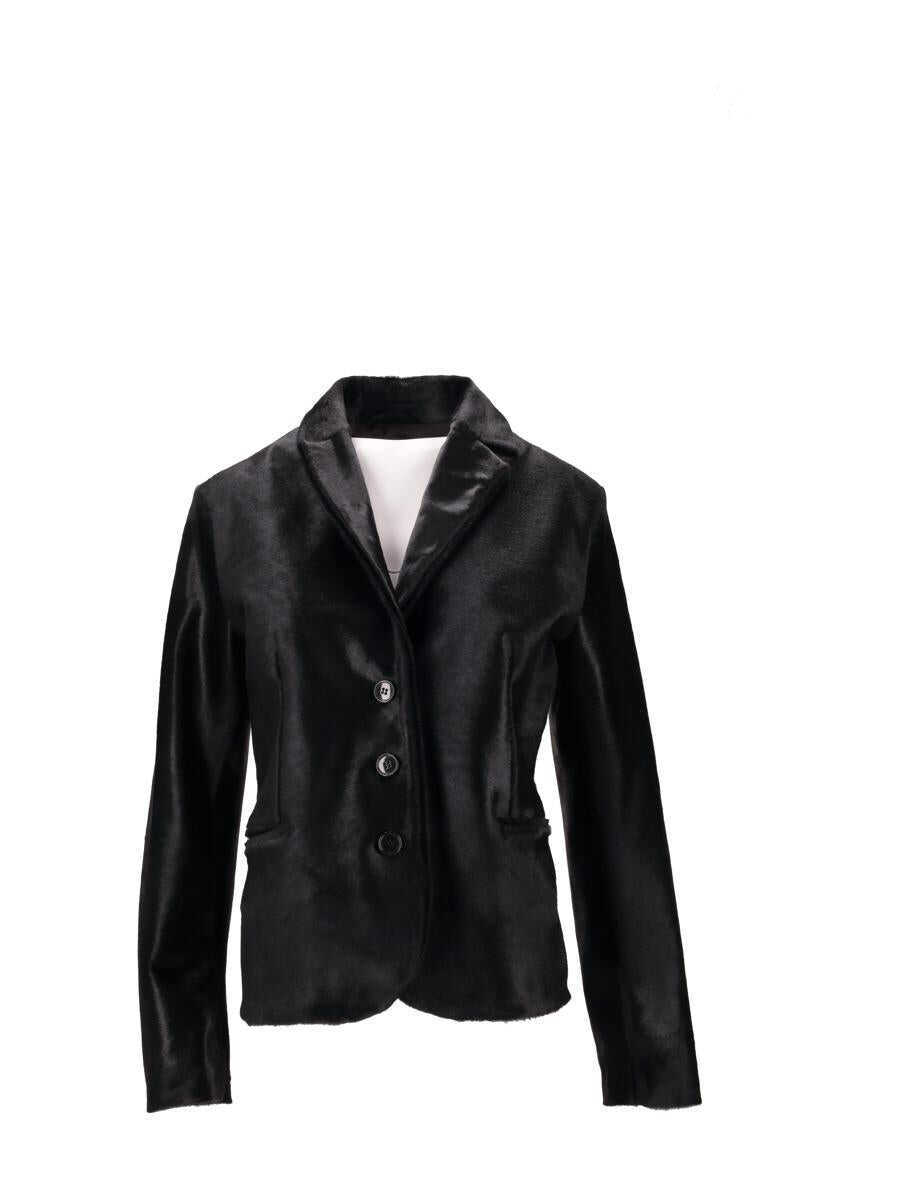 Geci LA ROSE La Rose Giacca In Pelle Di Vitello Tipo Cavallino Black Femei (BM 19055310) 1