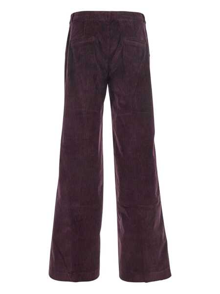 Pantaloni casual BA&SH Violet Trousers With Belt Loops In Velvet Woman Purple Femei (BM 19055379) 2