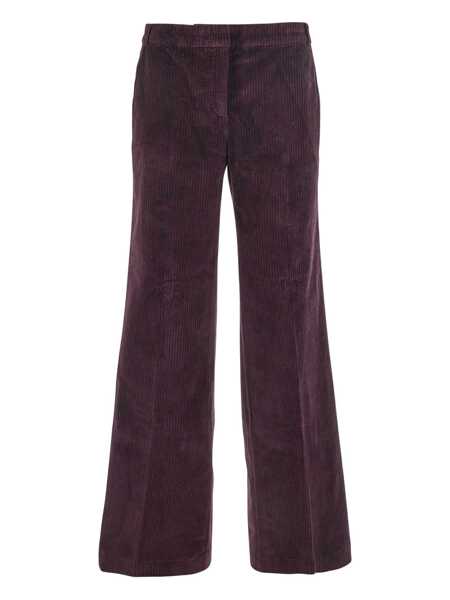 Pantaloni casual BA&SH Violet Trousers With Belt Loops In Velvet Woman Purple Femei (BM 19055379) 1