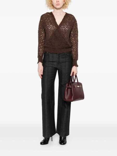 Pulovere TWINSET Twinset V-Neck Knitted Sweater BROWN Femei (BM 19055613) 2