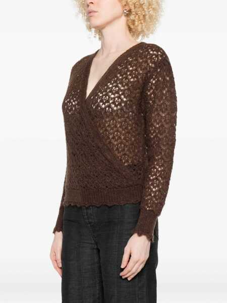 Pulovere TWINSET Twinset V-Neck Knitted Sweater BROWN Femei (BM 19055613) 3
