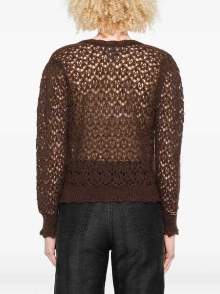 Pulovere TWINSET Twinset V-Neck Knitted Sweater BROWN Femei (BM 19055613) 4