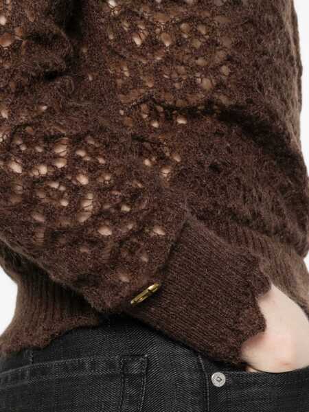 Pulovere TWINSET Twinset V-Neck Knitted Sweater BROWN Femei (BM 19055613) 5