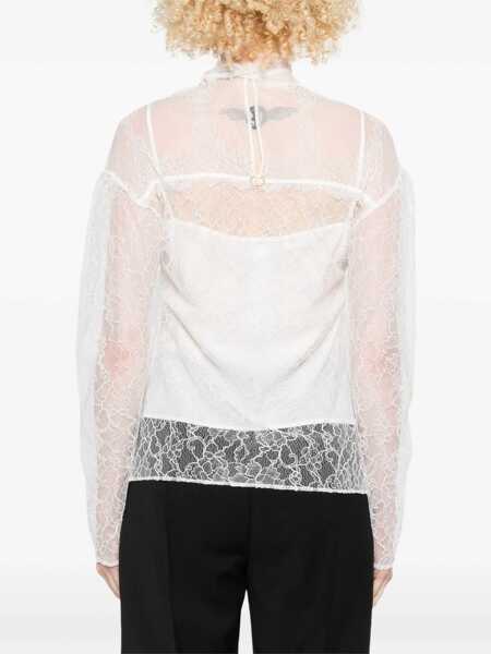 Bluze TWINSET Twinset White Lace Overlay Blouse WHITE Femei (BM 19055616) 4