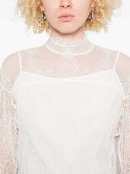 Bluze TWINSET Twinset White Lace Overlay Blouse WHITE Femei (BM 19055616) 5
