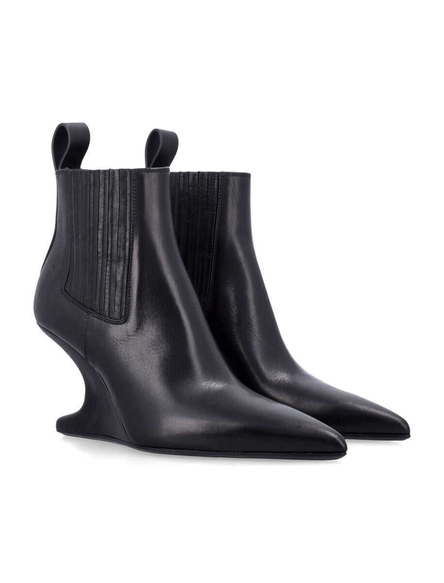 Pantofi cu toc Rick Owens Rick Owens Ankle Sharp Black Washed Calf Leather Boots Black Femei (BM 19055703) 2