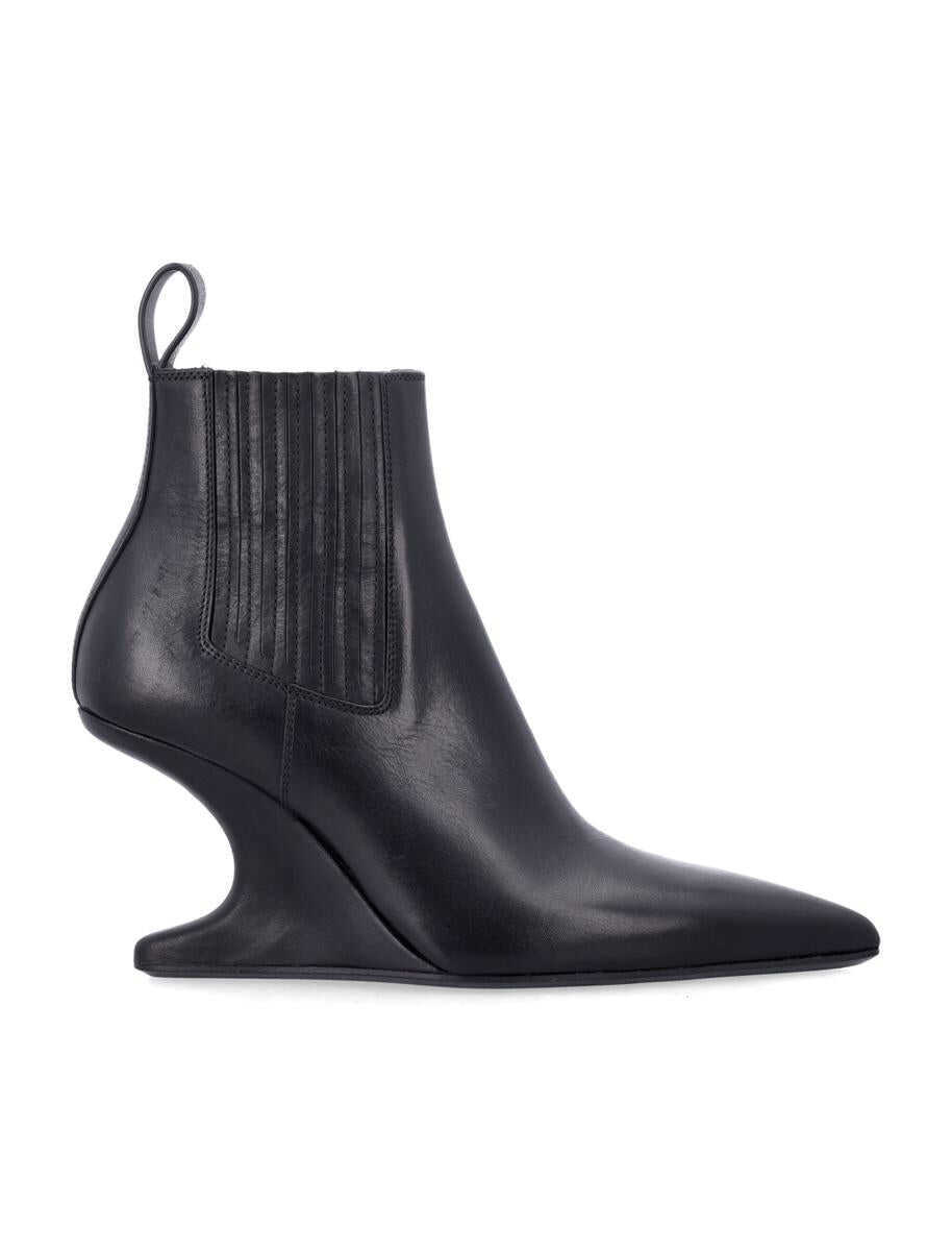 Pantofi cu toc Rick Owens Rick Owens Ankle Sharp Black Washed Calf Leather Boots Black Femei (BM 19055703) 1
