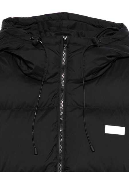 Paltoane MSGM Msgm Black Short Down Jacket With Zip And White Label Black Barbati (BM 19056018) 3