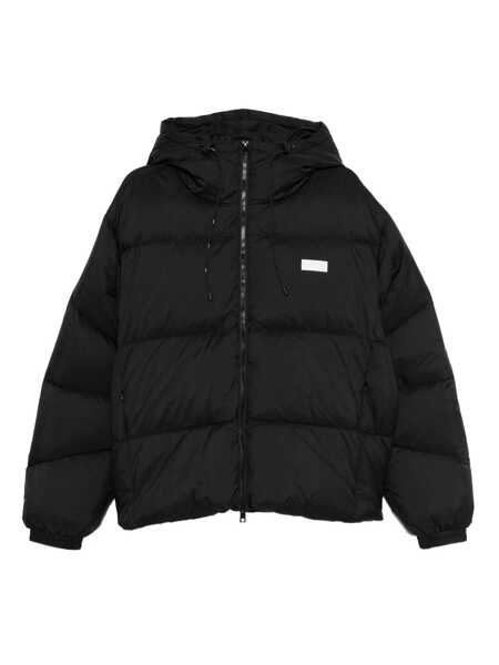 Paltoane MSGM Msgm Black Short Down Jacket With Zip And White Label Black Barbati (BM 19056018) 1