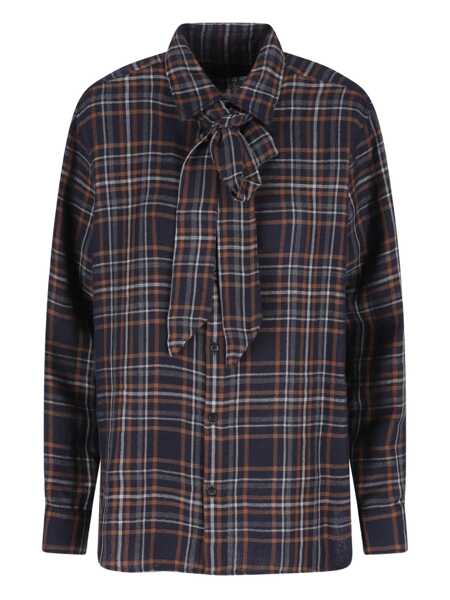 Camasi Saint Laurent Saint Laurent Check Pattern Shirt BLUE Femei (BM 19056858) 1