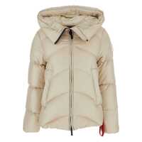 Geci de iarna 'Helsinki' Beige Down Jacket With Logo Patch On The Sleeve And Puller With Logo On The Waist In Tech Fabric Woman Femei