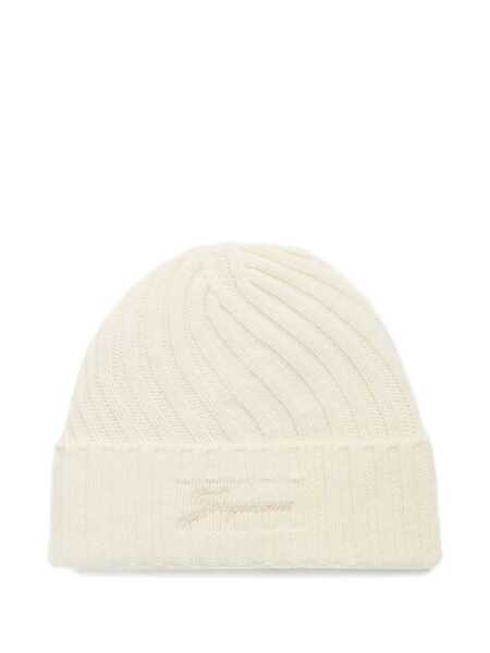 Caciuli JACQUEMUS Le Bonnet Tourni White Beanie With Turn-Up Brim And Logo Lettering On The Front In Wool Man WHITE Barbati (BM 19057212) 1